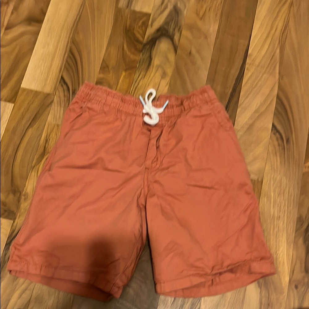 Orange Flat Front Shorts with Elastic Waistband